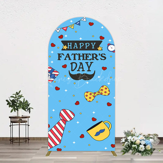 Lofaris Blue Heart Stars Happy Fathers Day Arch Backdrop