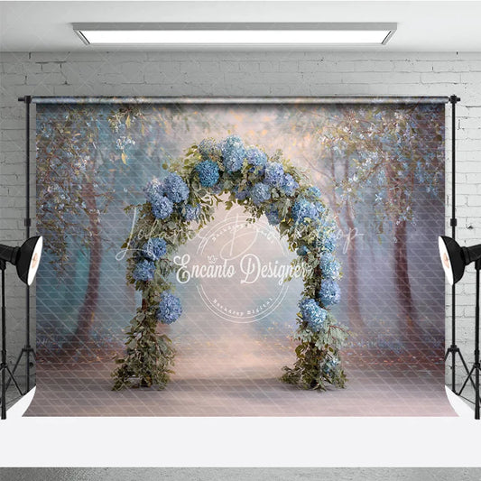 Lofaris Blue Hydrangea Floral Arch Backdrop Whimsical Forest Wedding Enchanted Garden Bridal Shower Photo Prop