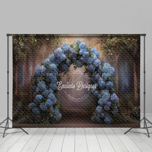 Lofaris Blue Hydrangea Floral Arch Photography Backdrop Enchanted Forest for Wedding Romantic Photo Background