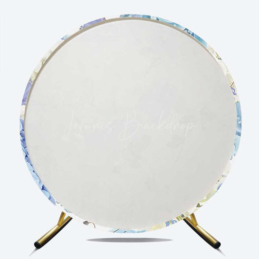 Lofaris Blue Hydrangea Floral Bridal Shower Round Backdrop