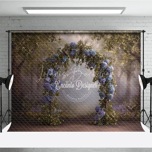 Lofaris Blue Hydrangea Wedding Arch Backdrop Enchanted Forest Photo Prop Magical Woodland Bridal Shower Decor