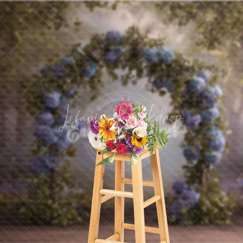 Lofaris Blue Hydrangea Wedding Arch Backdrop Enchanted Forest Photo Prop Magical Woodland Bridal Shower Decor