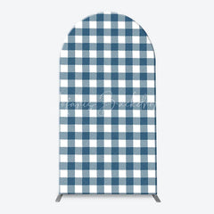 Lofaris Blue Jean Baby Gingham Check and Denim Patchwork Arch Backdrop Kit Rustic Shower Celebration Decor