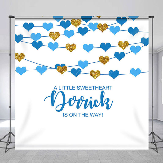 Lofaris Blue Little Sweetheart Custom Name Baby Shower Backdrop