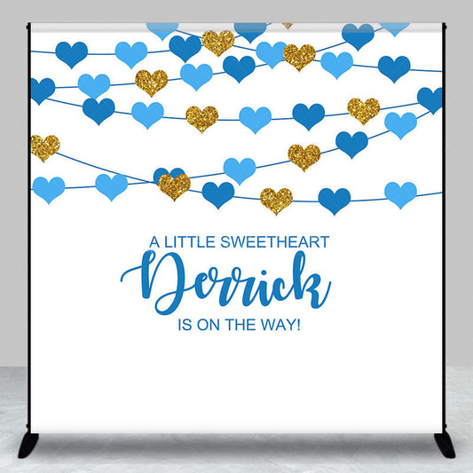 Lofaris Blue Little Sweetheart Custom Name Baby Shower Backdrop