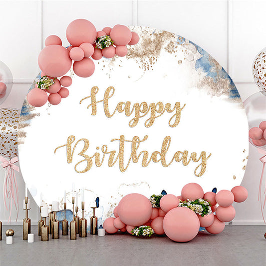 Lofaris Blue Marble Gold Glitter Happy Birthday Backdrop