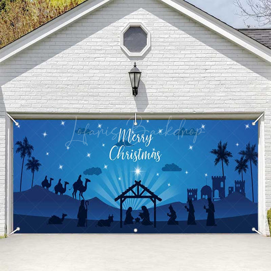Lofaris Blue Night Jesus Pilgrimage Xmas Garage Door Banner