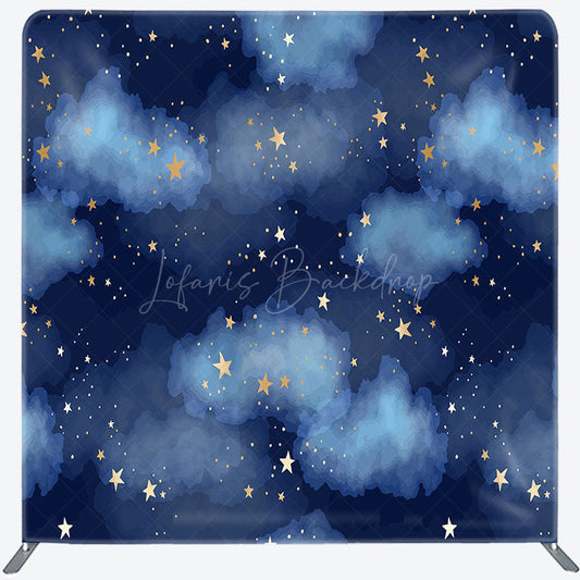 Lofaris Blue Night Stars Cloud Birthday Pillow Case Backdrop
