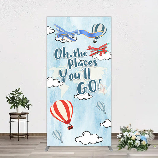 Lofaris Blue Oh The Places You Go Happy Birthday Rectangle Backdrop