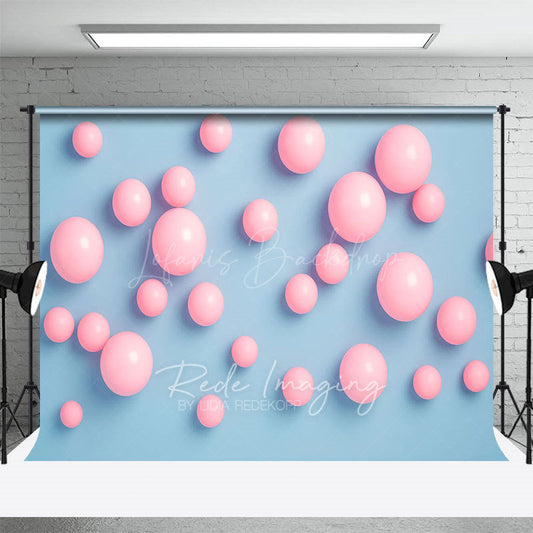Lofaris Blue Pink Bubble Gum Wall Fine Art Photo Backdrop