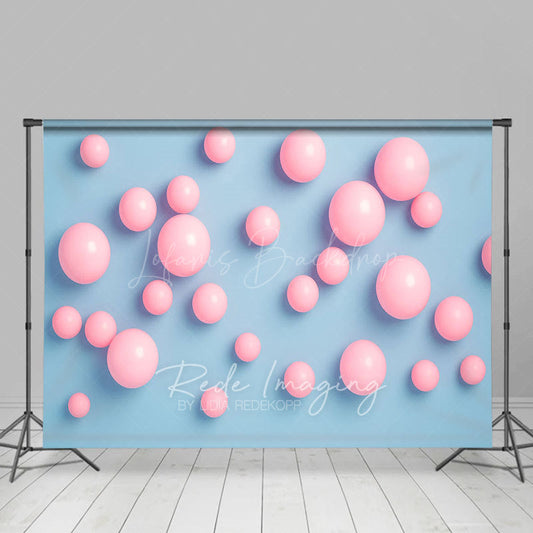 Lofaris Blue Pink Bubble Gum Wall Fine Art Photo Backdrop