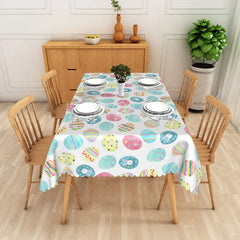 Lofaris Blue Pink Patterned Egg Rectangle Tablecloth Colorful Stripe Dot Easter Table Cover Spring Kitchen Dining Decor