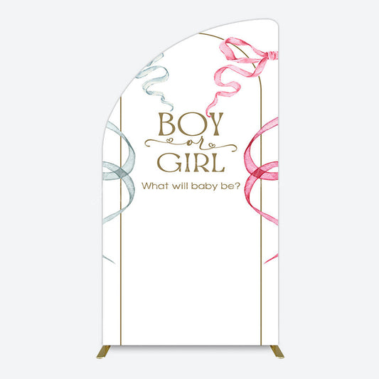 Lofaris Blue Pink Ribbon Boy Or Girl Baby Shower Half Moon Arch Backdrop