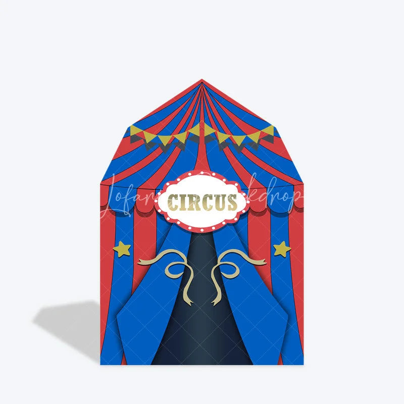 Lofaris Blue Red Circus Barn Door Arch Birthday Backdrop