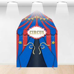 Lofaris Blue Red Circus Barn Door Arch Birthday Backdrop