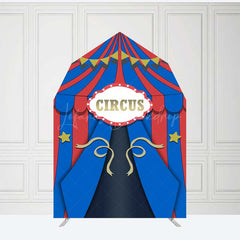 Lofaris Blue Red Circus Barn Door Arch Birthday Backdrop