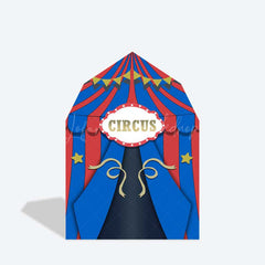 Lofaris Blue Red Circus Barn Door Arch Birthday Backdrop