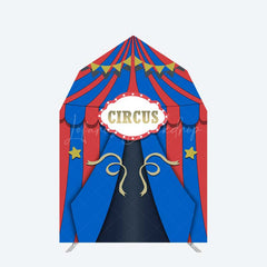 Lofaris Blue Red Circus Barn Door Arch Birthday Backdrop