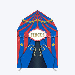 Lofaris Blue Red Circus Barn Door Arch Birthday Backdrop