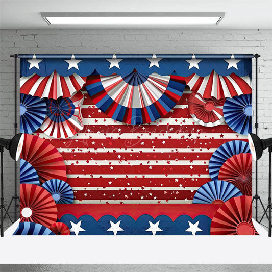 Lofaris Blue Red Stars Celebrate Independence Day Backdrop