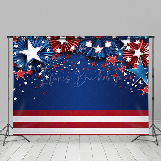 Lofaris Blue Red Stripe Stars July 4th Photography Backdrop