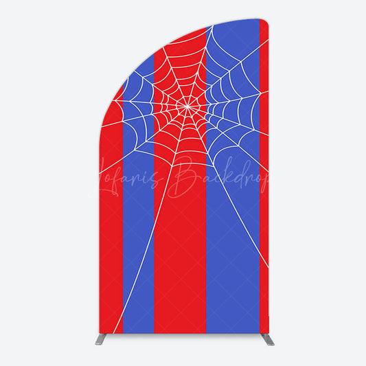 Lofaris Blue Red Stripes Spider Web Cartoon Half Moon Arch Backdrop