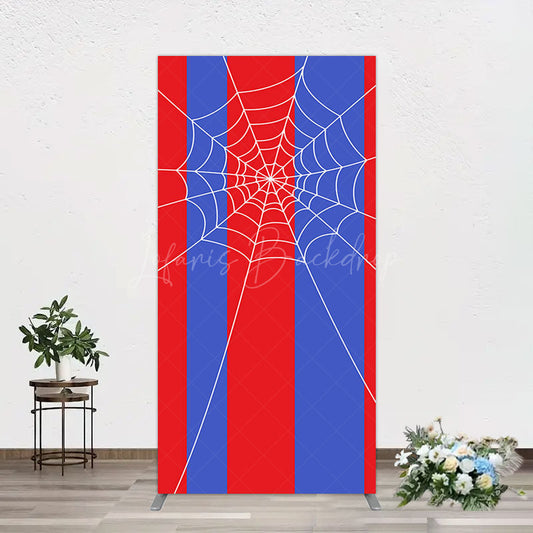 Lofaris Blue Red Stripes Spider Web Cartoon Rectangle Backdrop