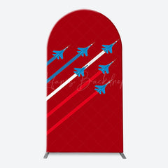 Lofaris Blue Red White Space Fighter Top One Arch Backdrop
