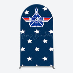 Lofaris Blue Red White Space Fighter Top One Arch Backdrop