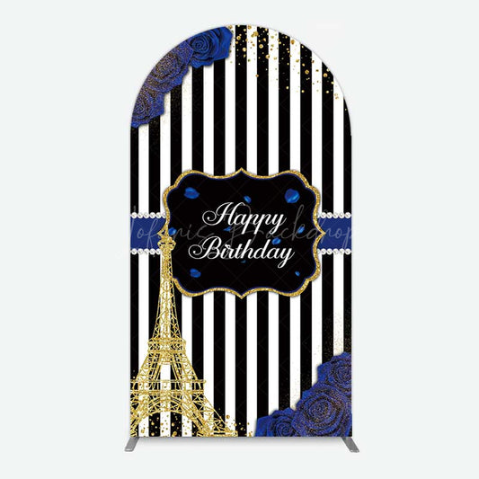 Lofaris Blue Rose Glitter Tower Happy Birthday Arch Backdrop