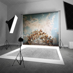 Lofaris Blue Sky and Butterfly Headboard Backdrop Monarch Garden Photography Background