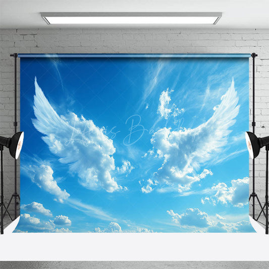 Lofaris Blue Sky Angel Wings Cloud Backdrop For Photo Booth