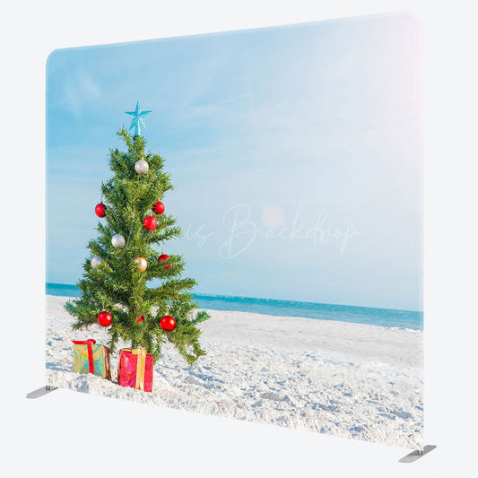 Lofaris Blue Sky Beach Christmas In July Pillow Case Backdrop