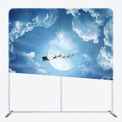 Lofaris Blue Sky Cloud Elk Sleigh Xmas Pillow Case Backdrop