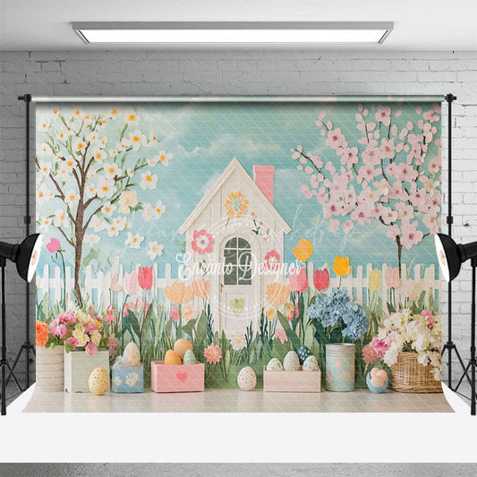 Lofaris Blue Sky Cloud Wall Garden Fence Easter Backdrop