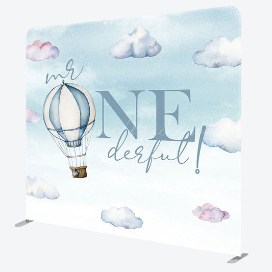 Lofaris Blue Sky Clouds Onederful Birthday Square Backdrop
