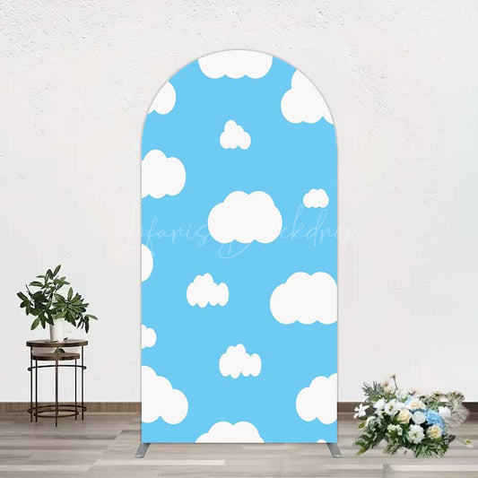 Lofaris Blue Sky Cloudy Kids Birthday Party Arch Backdrop