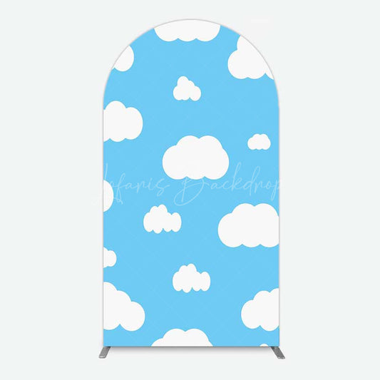 Lofaris Blue Sky Cloudy Kids Birthday Party Arch Backdrop