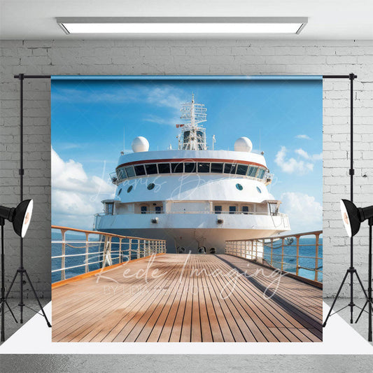 Lofaris Blue Sky Coast Plank Road Ship Natural Scene Backdrop