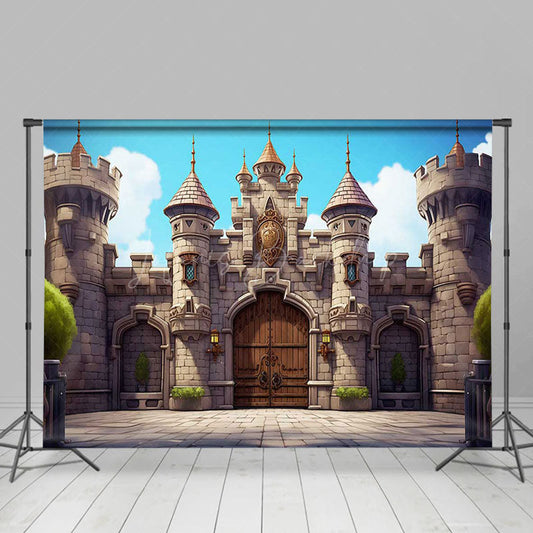 Lofaris Blue Sky Medieval Ancient City Wall Party Backdrop