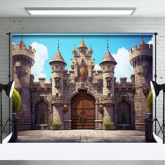 Lofaris Blue Sky Medieval Ancient City Wall Party Backdrop