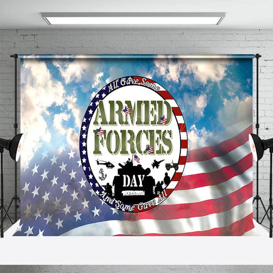 Lofaris Blue Sky Usa Flag National Armed Forces Day Backdrop