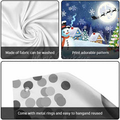 Lofaris Blue Snowy Night Snowman Field Garage Door Banner