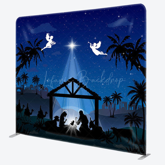 Lofaris Blue Star Holy Night Nativity Christmas Backdrop