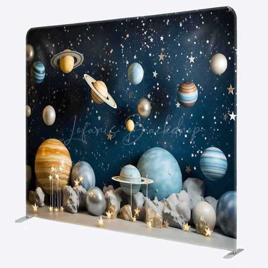 Lofaris Blue Starry Galaxy Kids Photo Tension Fabric Backdrop