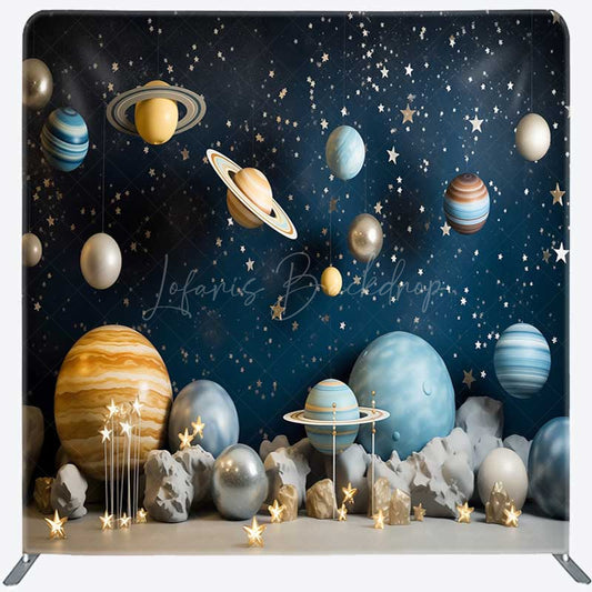 Lofaris Blue Starry Galaxy Kids Photo Tension Fabric Backdrop