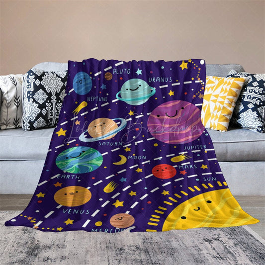 Lofaris Blue Starry Galaxy Solar System Custom Name Blanket