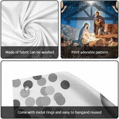 Lofaris Blue Starry Night Shed Nativity Garage Door Banner