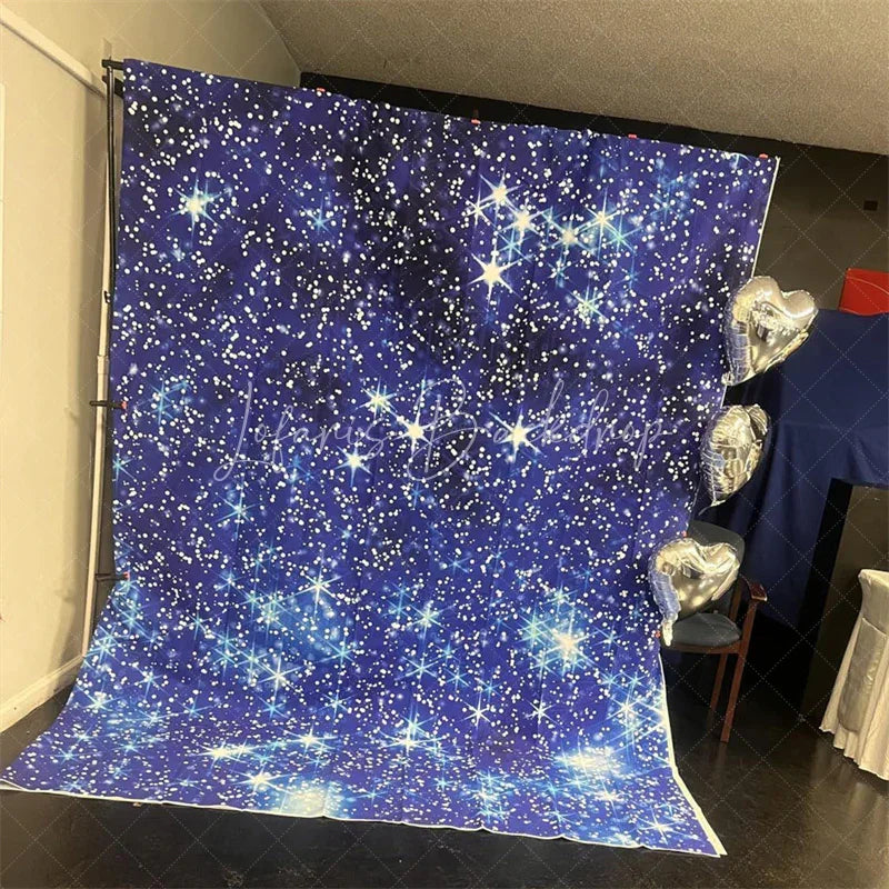 Lofaris Blue Starry Night Sky Bokeh Backdrop Sparkling Dreamy Galaxy Star Photography Background