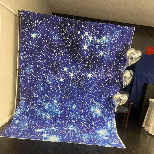 Lofaris Blue Starry Night Sky Bokeh Backdrop Sparkling Dreamy Galaxy Star Photography Background